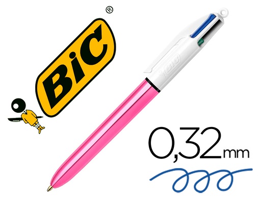 [982875] BOLIGRAFO BIC CUATRO COLORES SHINE ROSA PUNTA DE 1 MM