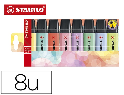 [70/8-3] ROTULADOR STABILO BOSS FLUORESCENTE 70 PASTEL ESTUCHE DE 8 UNIDADES COLORES SURTIDOS