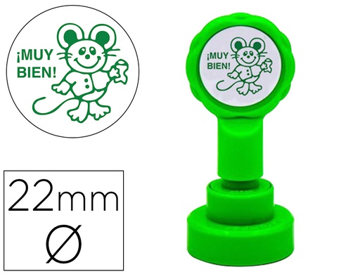 [11702] SELLO ARTLINE EMOTICONO MUY BIEN COLOR VERDE 22 MM DIAMETRO