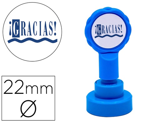 [11830] SELLO ARTLINE EMOTICONO GRACIAS COLOR AZUL 22 MM DIAMETRO