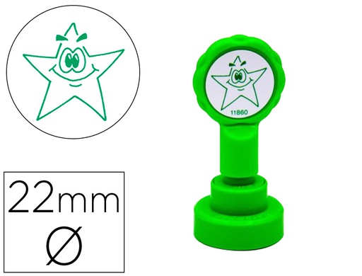 [11860] SELLO ARTLINE EMOTICONO ESTRELLA COLOR VERDE 22 MM DIAMETRO