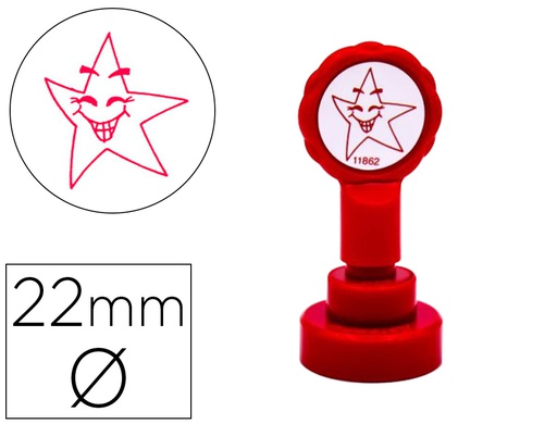 [11862] SELLO ARTLINE EMOTICONO ESTRELLA COLOR ROJO 22 MM DIAMETRO