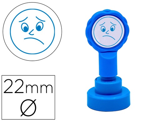 [11737] SELLO ARTLINE EMOTICONO DISGUSTO COLOR AZUL 22 MM DIAMETRO