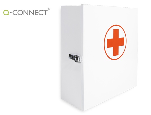 [KF17348] BOTIQUIN Q-CONNECT METALICO 4 COMPARTIMENTOS VACIO PRIMEROS AUXILIOS 330X360X120 MM