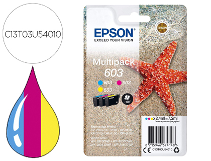 [C13T03U54010] INK-JET EPSON 603 XP-2100 / 2105 / 3100 / 4100 / WF-2810 / 2830 / 2835 / 2850 MULTIPACK 3 COLORES AMARILLO