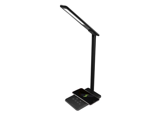 [KF11302] LAMPARA DE OFICINA Q-CONNECT SOBREMESA PROFESIONAL ABS 48 LEDS 5W SENSOR 5 NIVELES CARGADOR MOVIL COLOR NEGRO