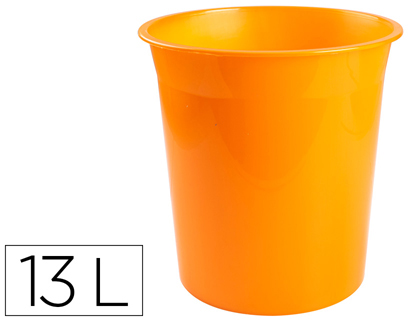 [KF19040] PAPELERA PLASTICO Q-CONNECT NARANJA TRANSLUCIDO 13 LITROS 275X285 MM