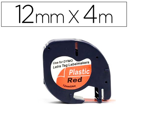 [KF18843] CINTA Q-CONNECT 12MM X 4MT NEGRO-ROJO COSMICO PARA MAQUINA LETRATAG