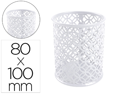 [KF11222] CUBILETE PORTALAPICES Q-CONNECT BLANCO METAL REDONDO DIAMETRO 80 MM ALTO 100 MM