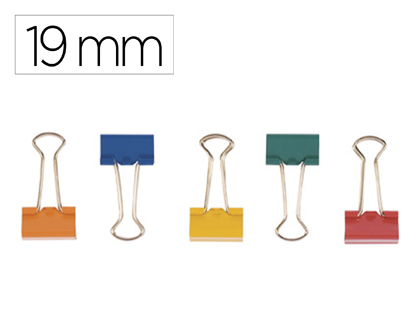 [KF03651] PINZA METALICA Q-CONNECT REVERSIBLE N.1 19 MM CAJA DE 10 UNIDADES COLORES SURTIDOS