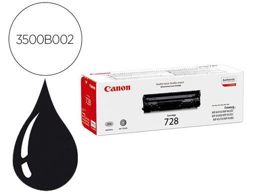 [3500B002] TONER CANON 728 I-SENSYS MF4410 / 4450D / 4580DN / L150 NEGRO 2.100 PAG