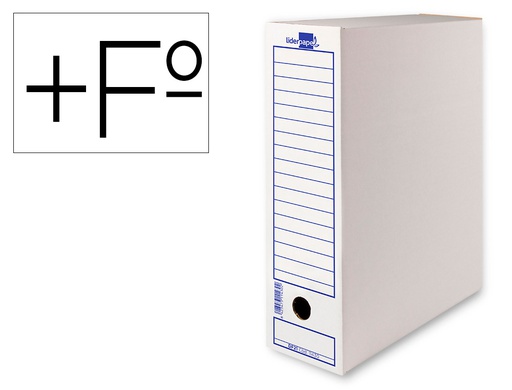 [DF22] CAJA ARCHIVO DEFINITIVO LIDERPAPEL FOLIO PROLONGADO CARTON RECICLADO 340G/M2 LOMO 116 MM BLANCO 388X116X275 MM