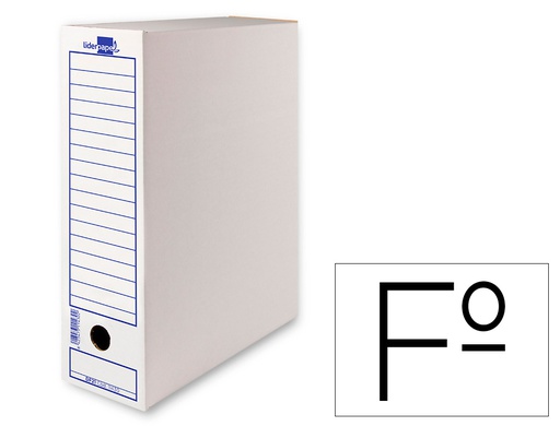 [DF21] CAJA ARCHIVO DEFINITIVO LIDERPAPEL FOLIO CARTON RECICLADO 340G/M2 LOMO 100 MM BLANCO 365X100X251 MM