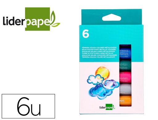 [TP71] TEMPERA SOLIDA EN BARRA LIDERPAPEL ESCOLAR 10 GR CAJA DE 6 COLORES SURTIDOS