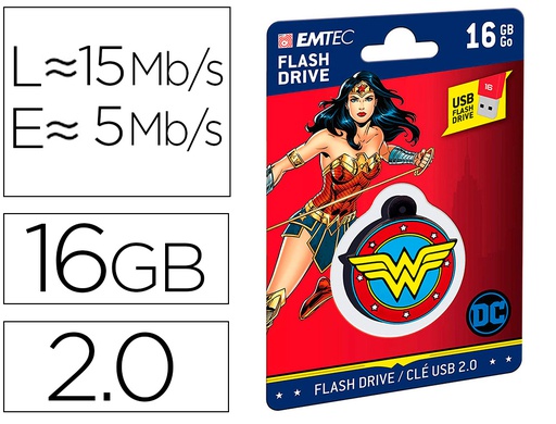 [E172747] MEMORIA USB EMTEC FLASH 16 GB USB 2.0 COLLECTOR WONDER WOMAN