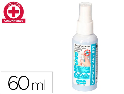 [5012GD029566] LIMPIADOR HIGIENIZANTE DESINFECTANTE GERMOSAN BP3 PARA SUPERFICIES Y MOBILIARIO BOTE PULVERIZADOR 60 ML