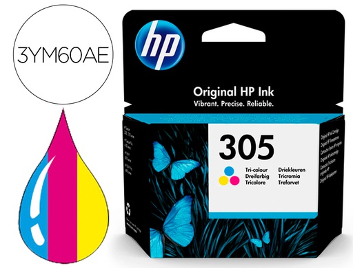 [3YM60AE] INK-JET HP 305 DESKJET 1210 / 1212 / 1255 / 2732 / 2752 / 4155 / 4158 ENVY 6020 / 6052 /6055 / 6420 TRICOLOR 100