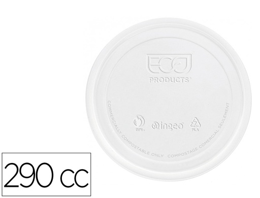 [104313] TAPA DE PLASTICO BIODEGRADABLE PARA VASO DE 290 CC PAQUETE DE 100 UNIDADES