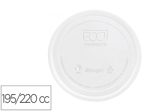 [104312] TAPA DE PLASTICO BIODEGRADABLE PARA VASO DE 195/220 CC PAQUETE DE 100 UNIDADES
