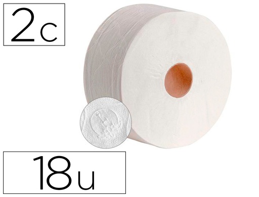 [DJQ29845] PAPEL HIGIENICO DAHI JUMBO 2 CAPAS CELULOSA BLANCA 140 MT MANDRIL 45 MM PAQUETE DE 18 ROLLOS