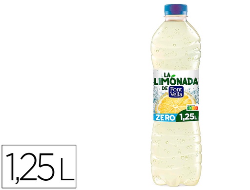 [159164] AGUA MINERAL NATURAL FONT VELLA LIMONADA ZERO CON ZUMO DE LIMON BOTELLA 1,25 L