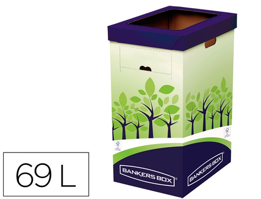 [8049202] CONTENEDOR PAPELERA RECICLAJE FELLOWES CARTON DOBLE 100% RECICLADO MONTAJE MANUAL ENTRADA SUPERIOR 69 LITROS