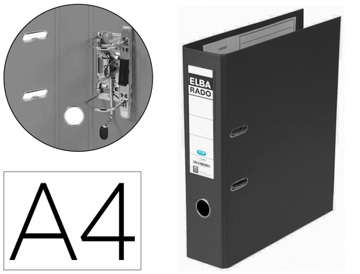 [100022764] ARCHIVADOR DE PALANCA ELBA CHIC CARTON FORRADO PVC CON RADO FOLIO LOMO DE 80 MM NEGRO