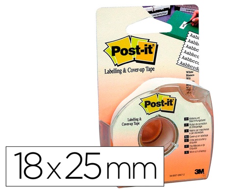 [658-HD] CINTA ADHESIVA POST-IT PARA OCULTAR Y ETIQUETAR 6 LINEAS 18 MT X 25 MM EN PORTARROLLO