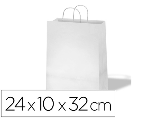 [02104007] BOLSA KRAFT BASIKA CELULOSA BLANCO 90 GR ASA RETORCIDA TAMAÑO \"S\" 240X100X320 MM