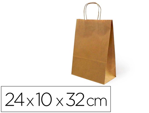 [02103008] BOLSA KRAFT BASIKA NATURAL RECICLADO 90 GR ASA RETORCIDA TAMAÑO \"S\" 240X100X320 MM