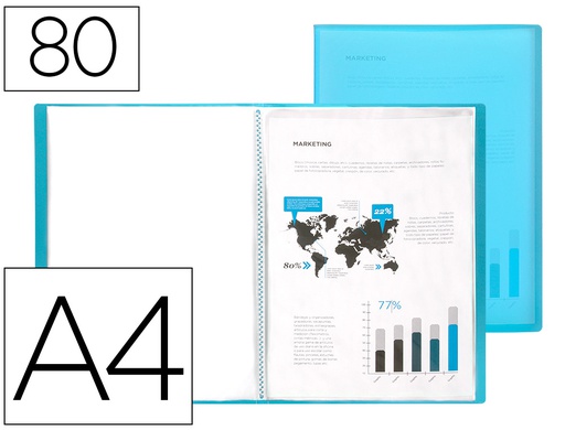 [EC93] CARPETA LIDERPAPEL ESCAPARATE 80 FUNDAS POLIPROPILENO DIN A4 AZUL TRANSLUCIDO