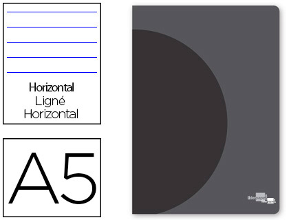 [LF06] LIBRETA LIDERPAPEL 360 TAPA DE PLASTICO A5 48 HOJAS 90G/M2 HORIZONTAL CON DOBLE MARGEN TAPA NEGRA