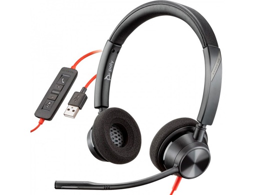 [8X220AA] AURICULAR PLANTRONICS BLACKWIRE 3320 DIADEMA CABLE USB-C/A CON MICROFONO CERT. MICROSOFT TEAMS