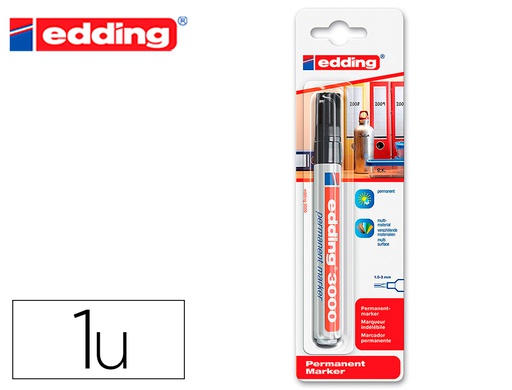 [E-3000/1-01] ROTULADOR EDDING MARCADOR PERMANENTE 3000 NEGRO N.1 PUNTA REDONDA 1,5-3 MM BLISTER DE 1 UNIDAD