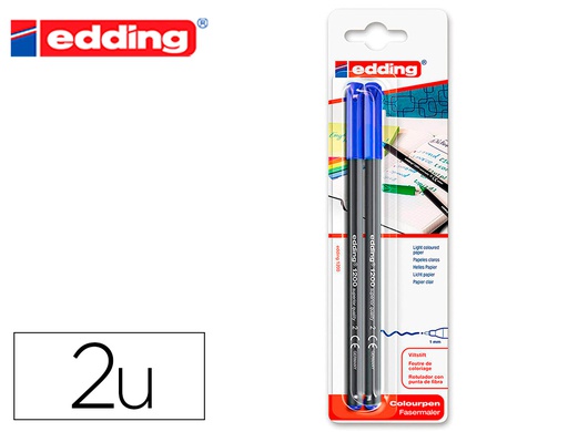 [E-1200/2-03] ROTULADOR EDDING PUNTA FIBRA 1200 AZUL N.3 PUNTA REDONDA 0.5 MM BLISTER DE 2 UNIDADES