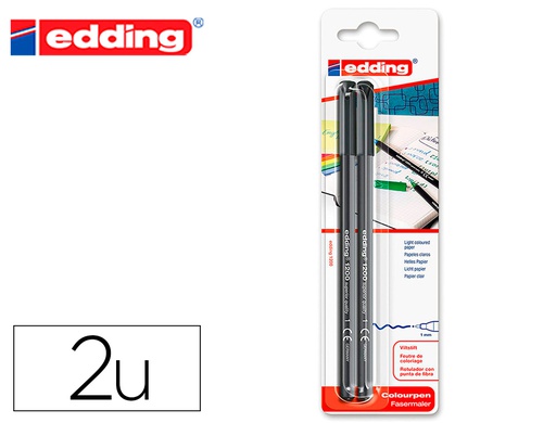 [E-1200/2-01] ROTULADOR EDDING PUNTA FIBRA 1200 NEGRO N.1 PUNTA REDONDA 0.5 MM BLISTER DE 2 UNIDADES