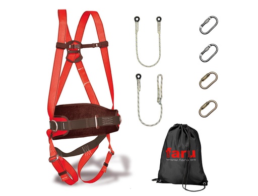 [BASICO6] CONJUNTO TRABAJO EN ALTURAS FARU ARNES P50F + CUERDA C170 + 2 MOSQUETONES VIROLA + CUERDA REGULABLE C169 + 2