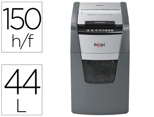 [2020150XEU] DESTRUCTORA DE DOCUMENTOS REXEL OPTIMUM AUTOFEDD+ 150X EU CAPACIDAD DE CORTE 150 HOJAS DESTRUYE GRAPAS Y CLIPS