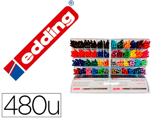 [51200-480] ROTULADOR EDDING PUNTA FIBRA 1200 GAMA COMPLETA COLORES EXPOSITOR DE 480 UNIDADES COLORES SURTIDOS
