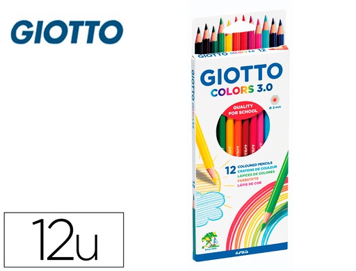[F276600] LAPICES DE COLORES GIOTTO COLORS 3.0 MINA 3 MM CAJA DE 12 COLORES SURTIDOS