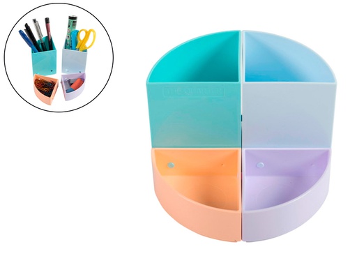 [682296D] ORGANIZADOR DE SOBREMESA EXACOMPTA AQUAREL THE QUARTER 4 COMPARTIMENTOS MODULABLES COLORES PASTEL 120X120X83 MM