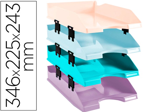 [113296SETD] BANDEJA SOBREMESA EXACOMPTA PLASTICO AQUAREL SET DE 4 BANDEJAS COMBO MIDI COLORES PASTEL 346X225X243 MM
