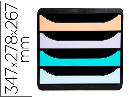 [3104296D] FICHERO CAJONES SOBREMESA EXACOMPTA BIG-BOX AQUAREL NEGRO 4 CAJONES COLORES PASTEL GLOSSY