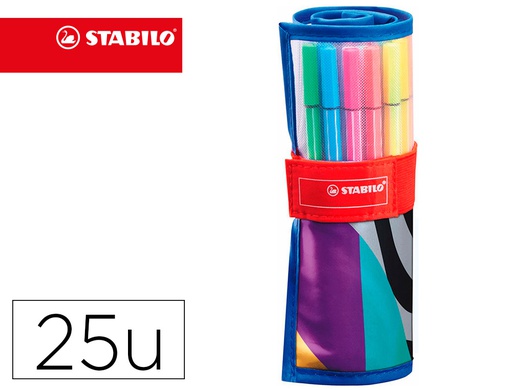 [6825-071-20] ROTULADOR STABILO PUNTA DE FIBRA PEN 68 ARTY ESTUCHE ROLLERSET DE 25 UNIDADES COLORES SURTIDOS