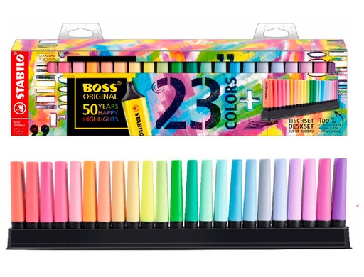 [7023-01-5-20] ROTULADOR STABILO BOSS FLUORESCENTE 70 DESKSET ESTUCHE DE 23 UNIDADES COLORES SURTIDOS