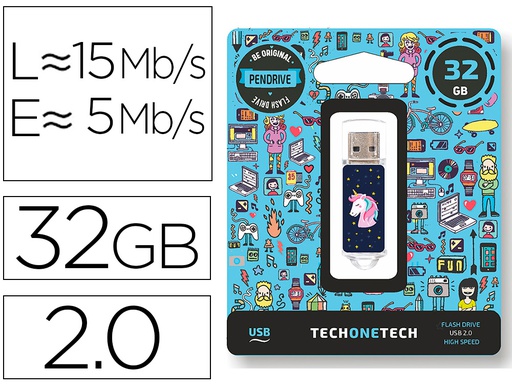 [TEC4012-32] MEMORIA USB TECH ON TECH UNICORNIO DREAM 32 GB