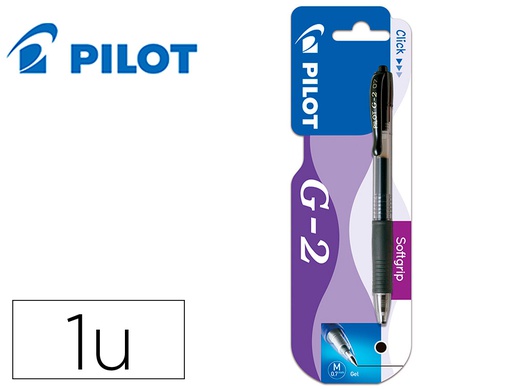 [BG2N] BOLIGRAFO PILOT G-2 NEGRO TINTA GEL RETRACTIL SUJECION DE CAUCHO EN BLISTER