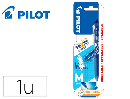 [BFCA] BOLIGRAFO PILOT FRIXION CLICKER BORRABLE 0,7 MM PUNTA MEDIA AZUL EN BLISTER