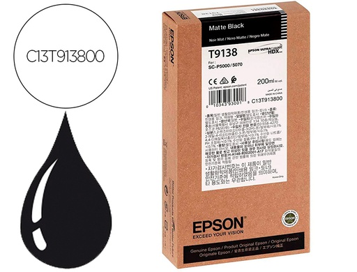 [C13T91380N] INK-JET EPSON T9138 MATTE NEGRO INK 200ML