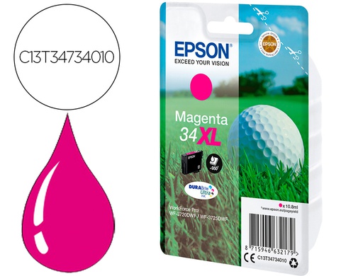 [C13T34734010] INK-JET EPSON WORK FORCE PRO WF-3720DWF/3725DWF MAGENTA 34XL DURABRITE ULTRA INK 950 PAGINAS